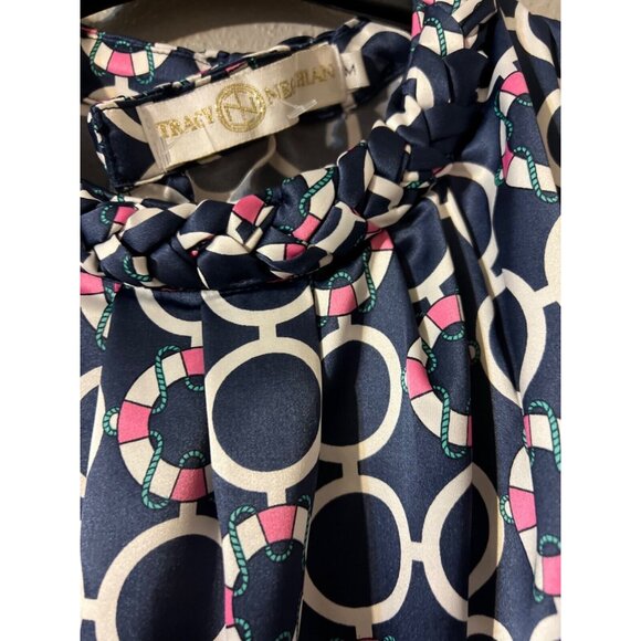 Anthropologie Tracy Negoshian Dress Navy Blue M Medium Shift Washable - Picture 2 of 6